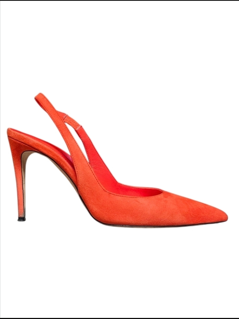 VICTORIA BECKHAM | Orange-Red Suede Pointed-Toe Slingback Heels in Size EU 36 - Picture 2 of 10